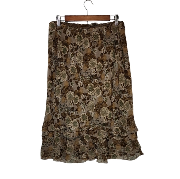Vintage brown mesh floral midi skirt - Picture 2 of 7